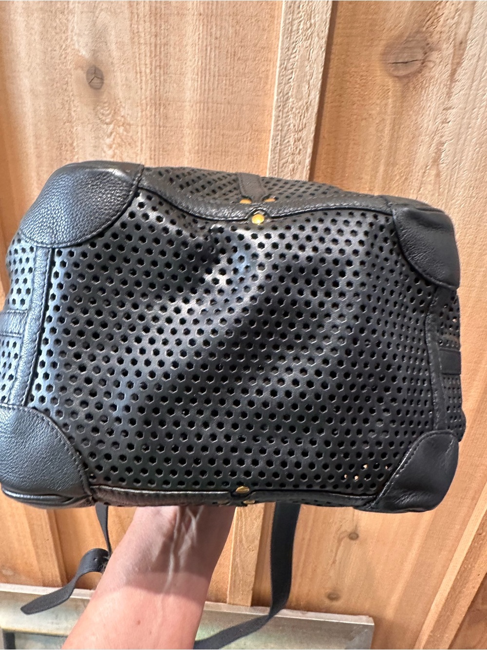 Jerome Dreyfuss Tanguy Black Perforated Leather Shoulder Crossbody Bag - Picture 10 of 15